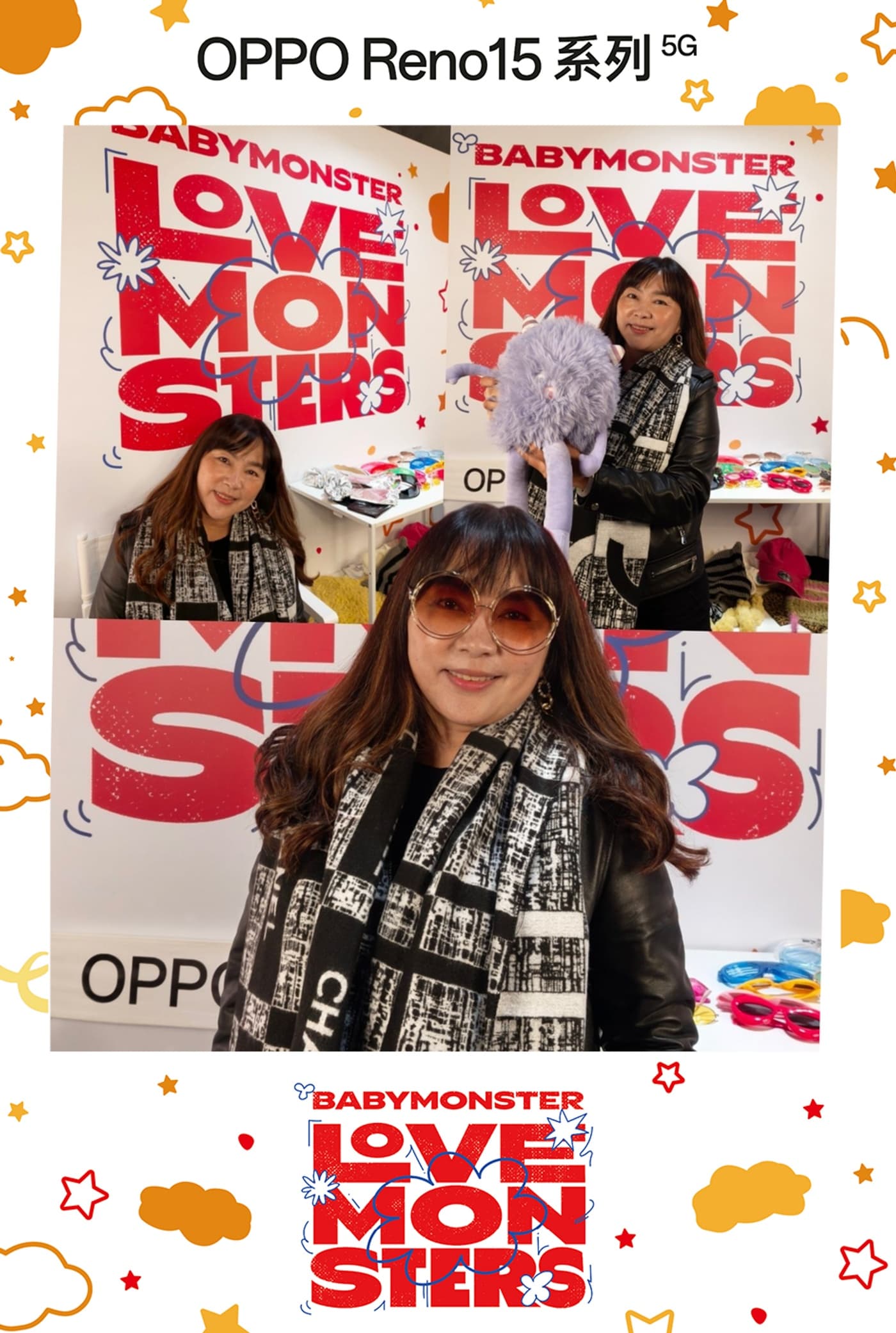 粉絲手持 OPPO × BABYMONSTER 應援邊框拍貼