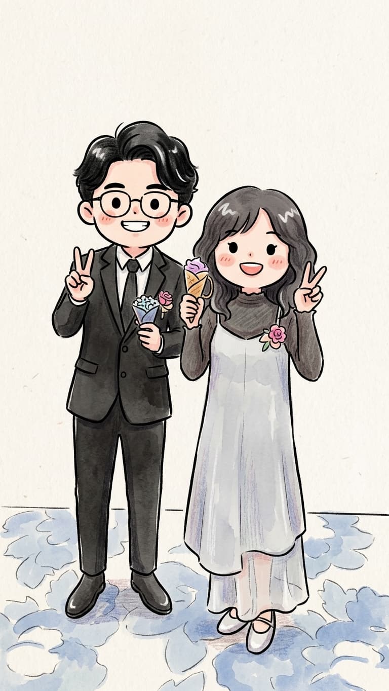 可愛插畫風(Q 版)雙人成品